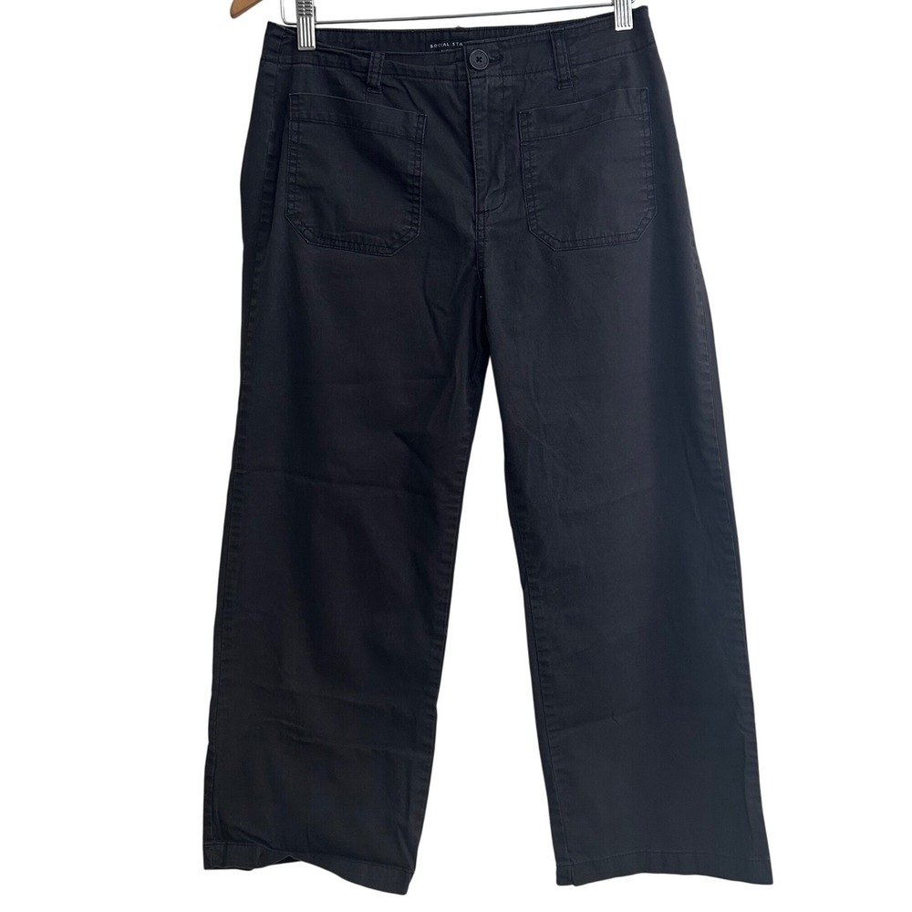 Social Standard by Sanctuary Women's 4 Black Wide Leg Utility Patch Pocket Pants